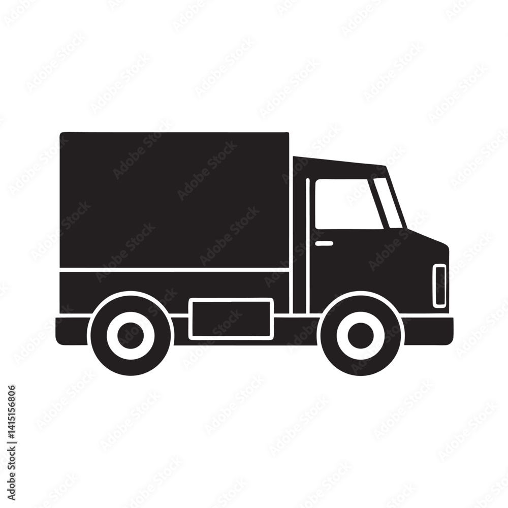 Minimal Truck Icon Vector in Simple Black Look Minimal Truck Icon Vector in Simple Black Look