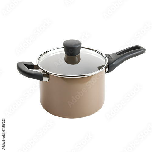 Modern Nonstick Cooking Pot with Glass Lid and Ergonomic Handle Designed for Everyday Use in Home Kitchen