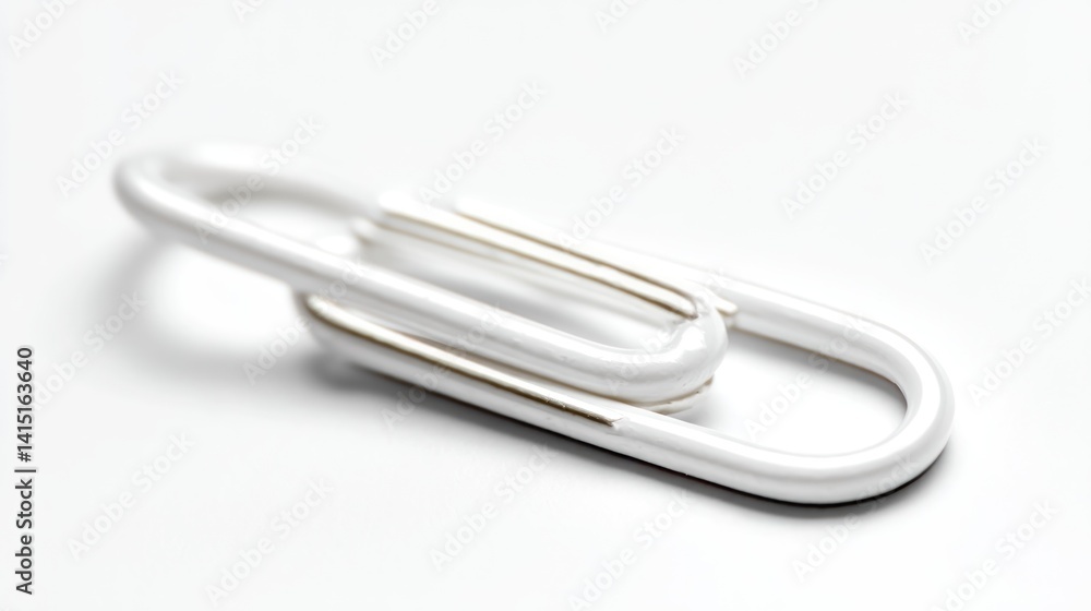 White paperclip close-up White paperclip close-up