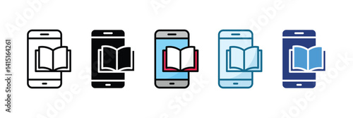 E-Book Reader Icon Set Multiple Style Collection