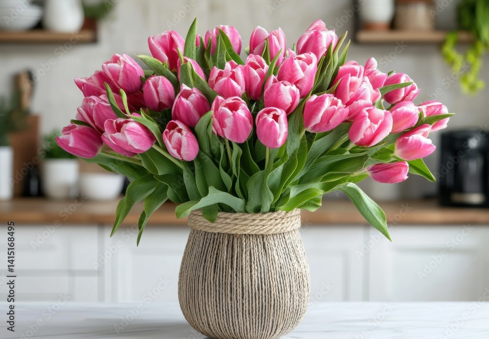 Fototapeta premium pink tulips in a vase