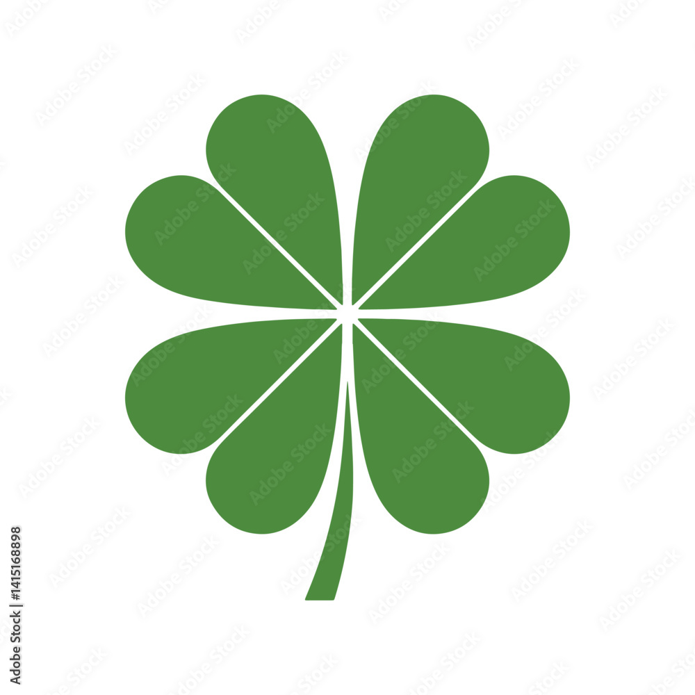 Green Six-Leaf Clover Vector Icon Representing Luck, Fortune, and Rare Good Omens for Digital Artwork Editable Illustration Isolated on a White Background Green Six-Leaf Clover Vector Icon Representing Luck, Fortune, and Rare Good Omens for Digital Artwork Editable Illustration Isolated on a White Background