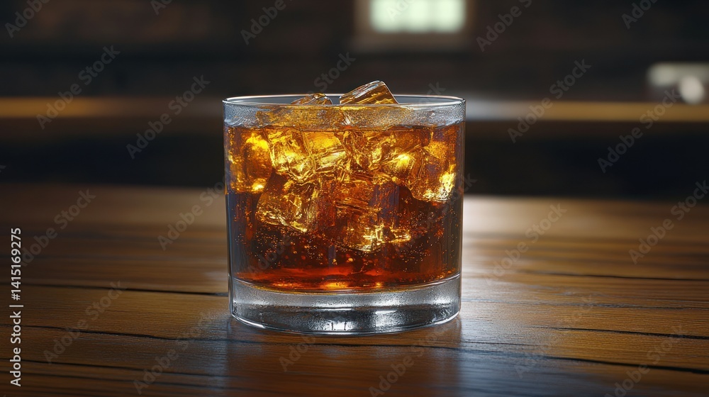 Whiskey glass with ice Whiskey glass with ice