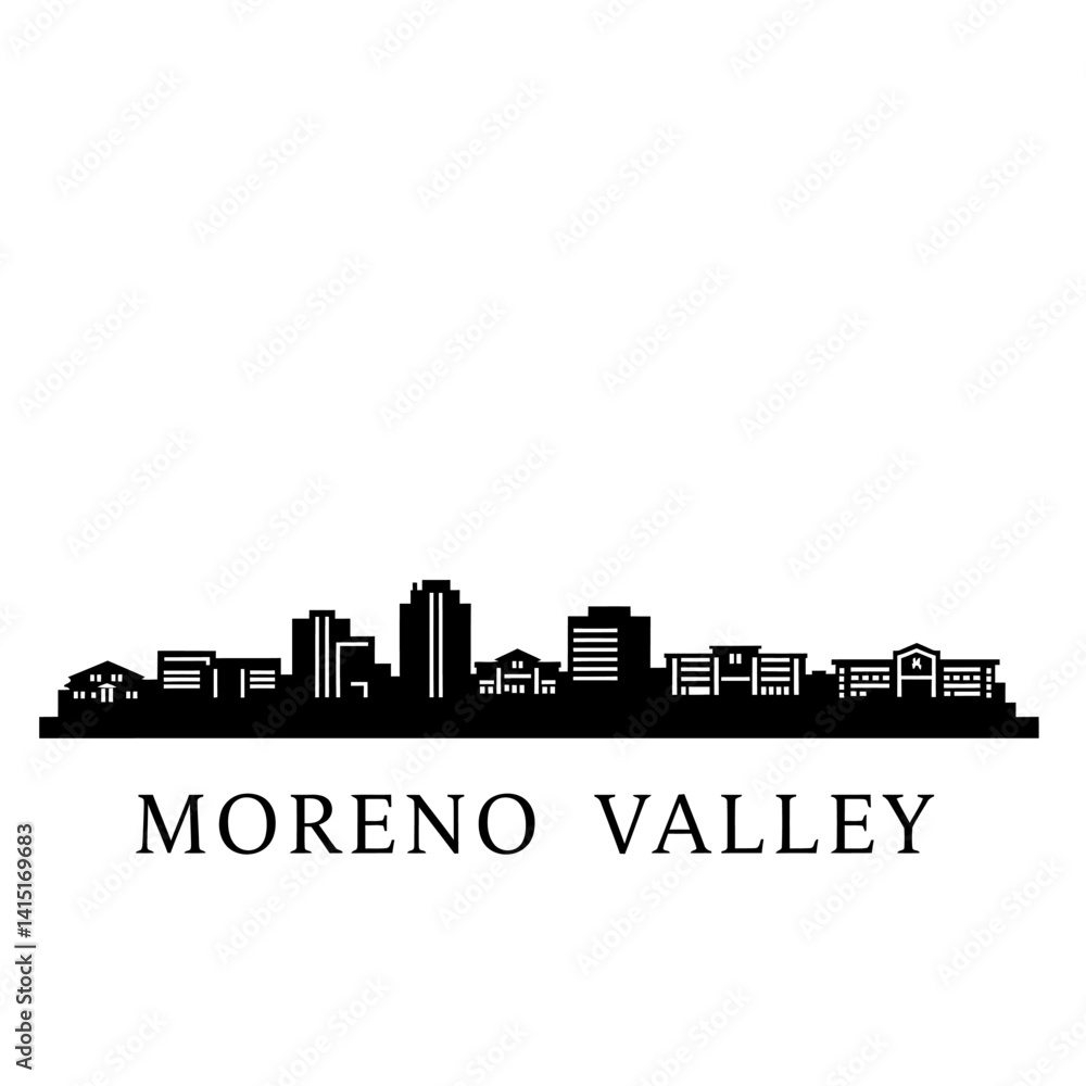 Naklejka premium Moreno Valley Skyline Silhouette with California.