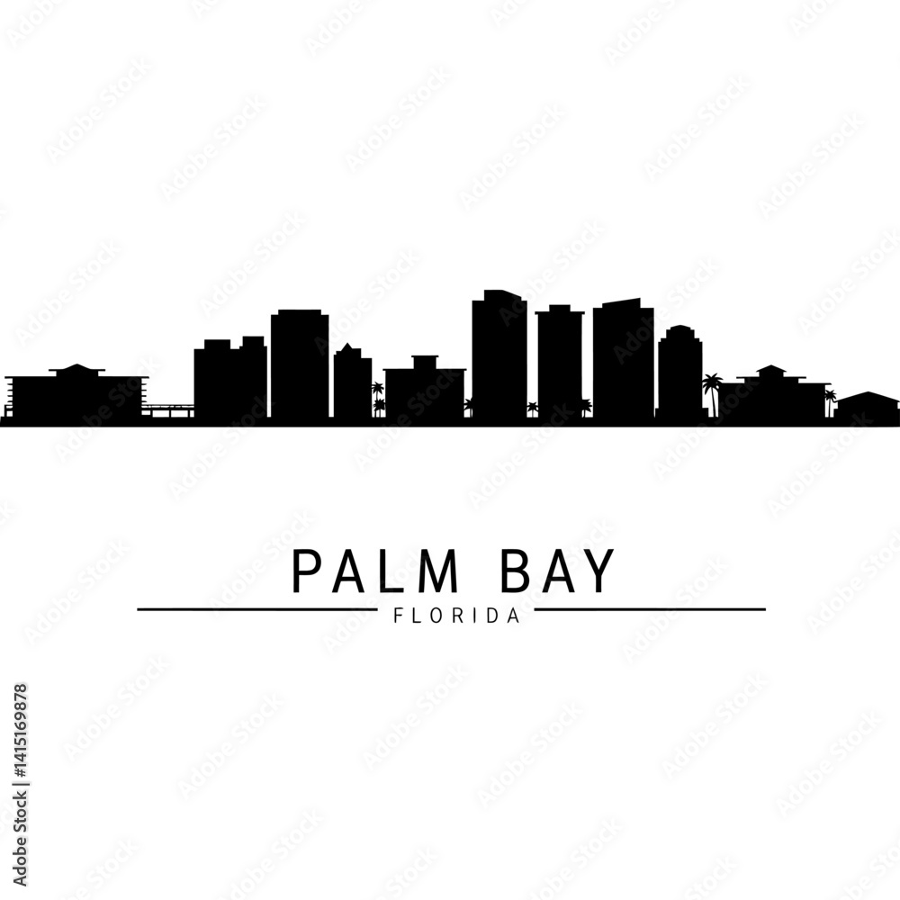 Naklejka premium Palm Bay Florida Skyline Silhouette Vector.
