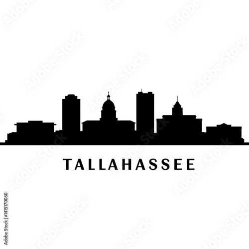 Tallahassee Skyline Silhouette with Florida Cityscape.