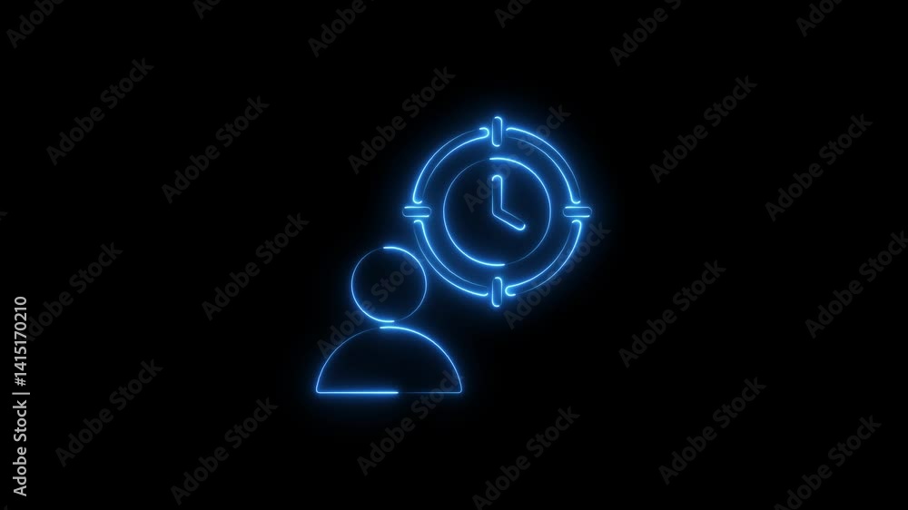 Glowing neon focus time icon isolated on black background. HD Video motion graphic animation Glowing neon focus time icon isolated on black background. HD Video motion graphic animation