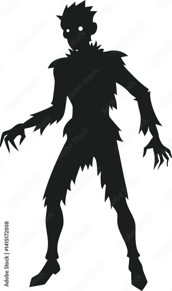 Undead Monster in Flat Silhouette Undead Monster in Flat Silhouette