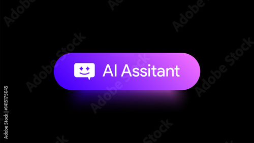 AI Assitant button. Rewrite prompt pushbutton. Generate artificial intelligence toggle. LLM magic stars logo. Machine learning text generator. Chatbot assistant. UI design. Vector illustration. 