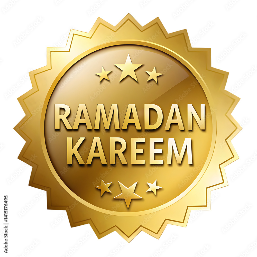 Ramadan Kareem sticker with a metallic gold finish isolated on a white background
Ramadan Kareem sticker with a metallic gold finish isolated on a white background