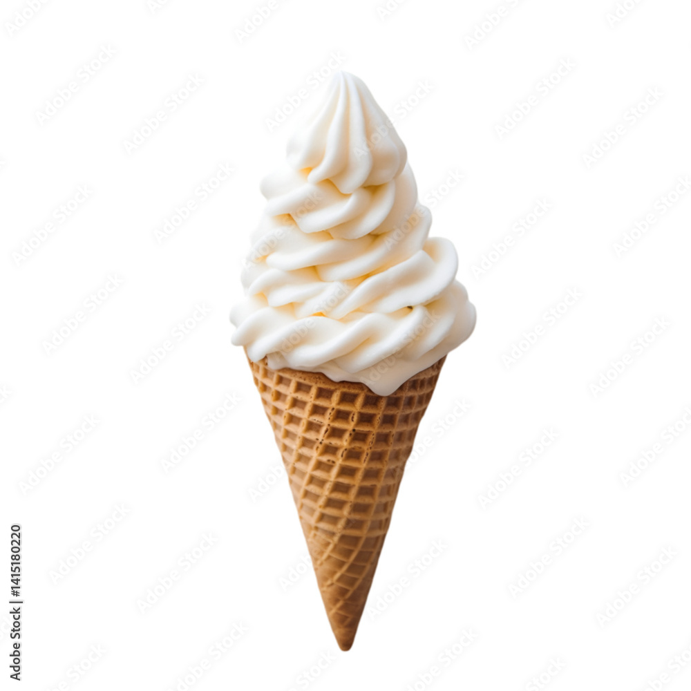 Creamy Soft Serve Ice Cream Cone on Black Background, Creamy Soft Serve Ice Cream Cone on Black Background,