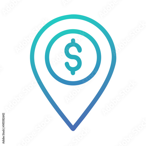  Map Pin with Dollar Symbol Icon – Vector Symbol for Location, Finance, and Business