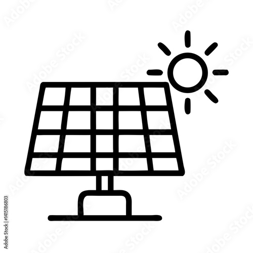 Solar Panel Icon – Vector Symbol for Renewable Energy, Sustainability, and Solar Power