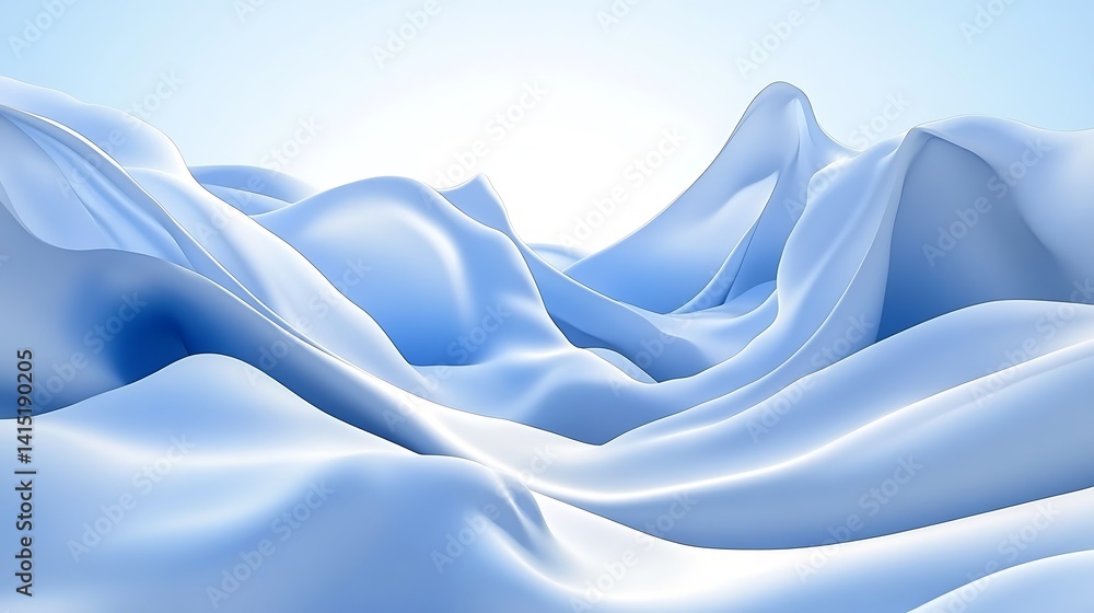 Fototapeta premium Abstract soft blue wave background. 3d blue background with blue lines curved wavy sparkle with copy space for text. Three-dimensional wave and blue background.