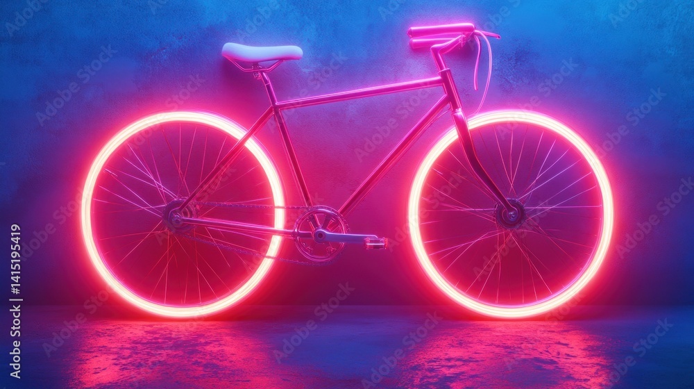 Fototapeta premium Neon bike studio backdrop cycling