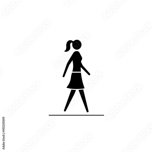 Walking woman, vector illustration for pedestrian safety and road awareness