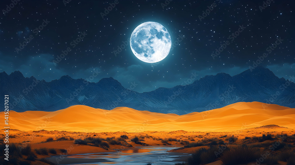 Desert moonlit night Desert moonlit night