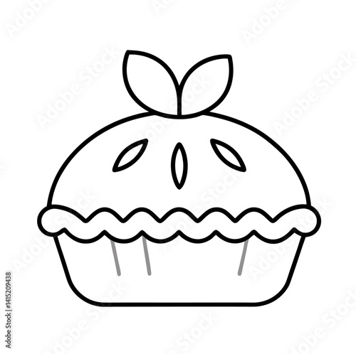 Apple pie outline icon on white background