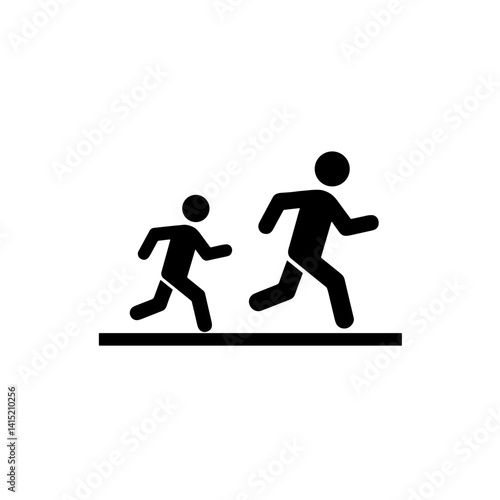 Running people, vector illustration for pedestrian safety and school zones