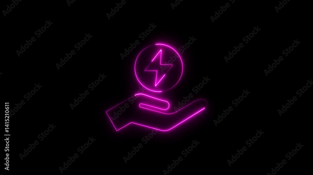 Glowing neon energy saving icon isolated on black background. HD Video motion graphic animation Glowing neon energy saving icon isolated on black background. HD Video motion graphic animation