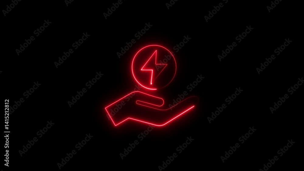 Glowing neon energy saving icon isolated on black background. HD Video motion graphic animation Glowing neon energy saving icon isolated on black background. HD Video motion graphic animation