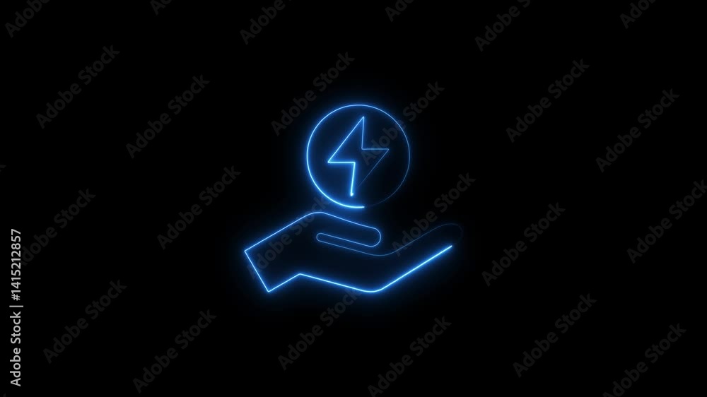 Glowing neon energy saving icon isolated on black background. HD Video motion graphic animation Glowing neon energy saving icon isolated on black background. HD Video motion graphic animation