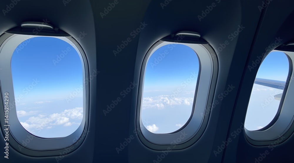 View of the sky and clouds through airplane du flight illustrating travel adventure and transportation mode with scenic perspective from cabin interior View of the sky and clouds through airplane du flight illustrating travel adventure and transportation mode with scenic perspective from cabin interior