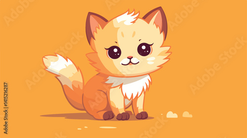 Adorable Small Wild Cat Isolated on Colorful Background for Creative Projects