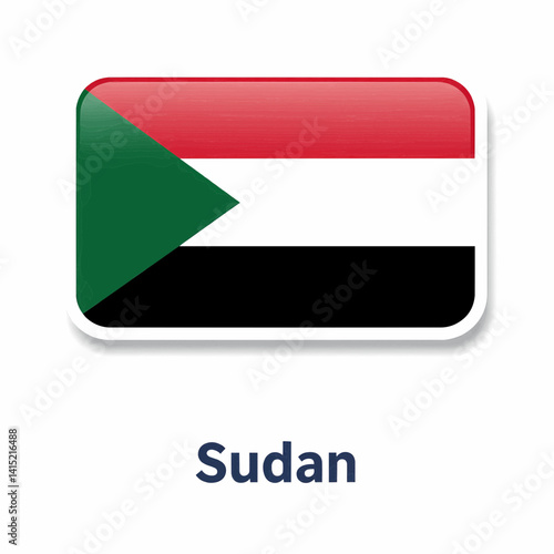 Free Download A clear digital illustration of the rectangular flag of sudan. Below the flag, the word 