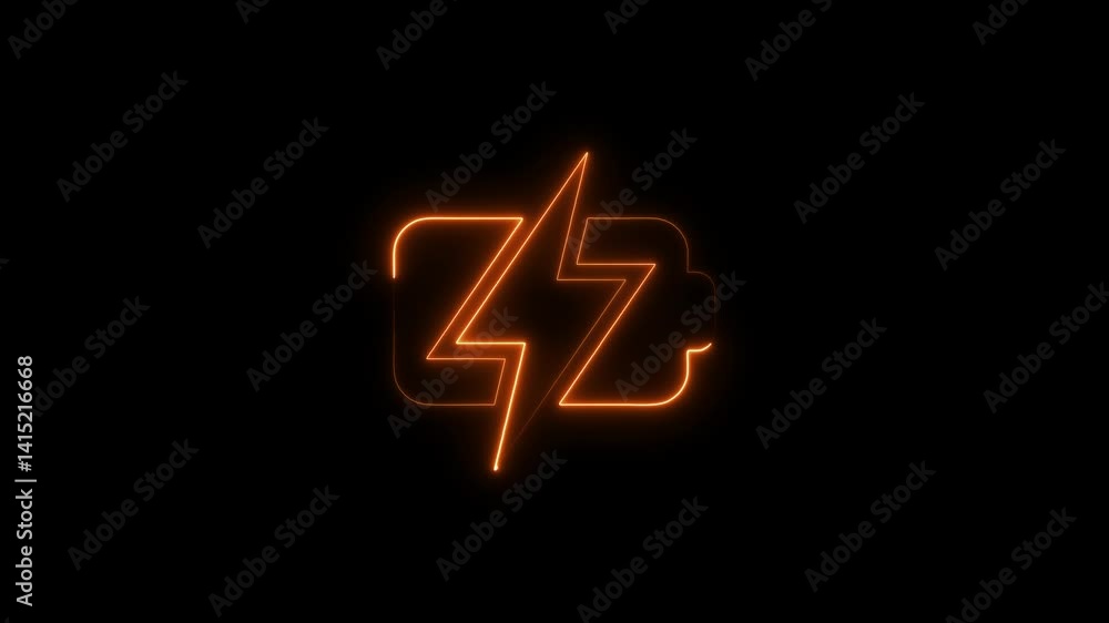 Glowing neon battery charge icon isolated on black background. HD Video motion graphic animation Glowing neon battery charge icon isolated on black background. HD Video motion graphic animation