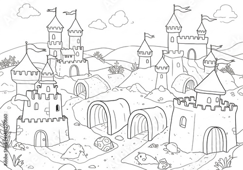 Wallpaper Mural Whimsical Black And White Castle Illustration Torontodigital.ca
