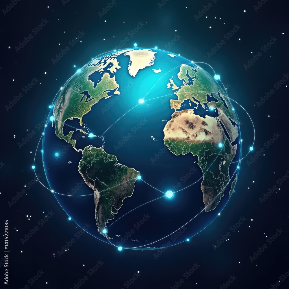 Fototapeta premium earth globe on blue background