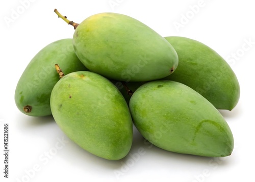 Wallpaper Mural Green mangoes cluster of unripe fruit isolated on white background Torontodigital.ca