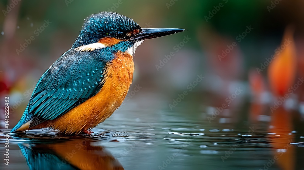 Fototapeta premium Colorful bird by water