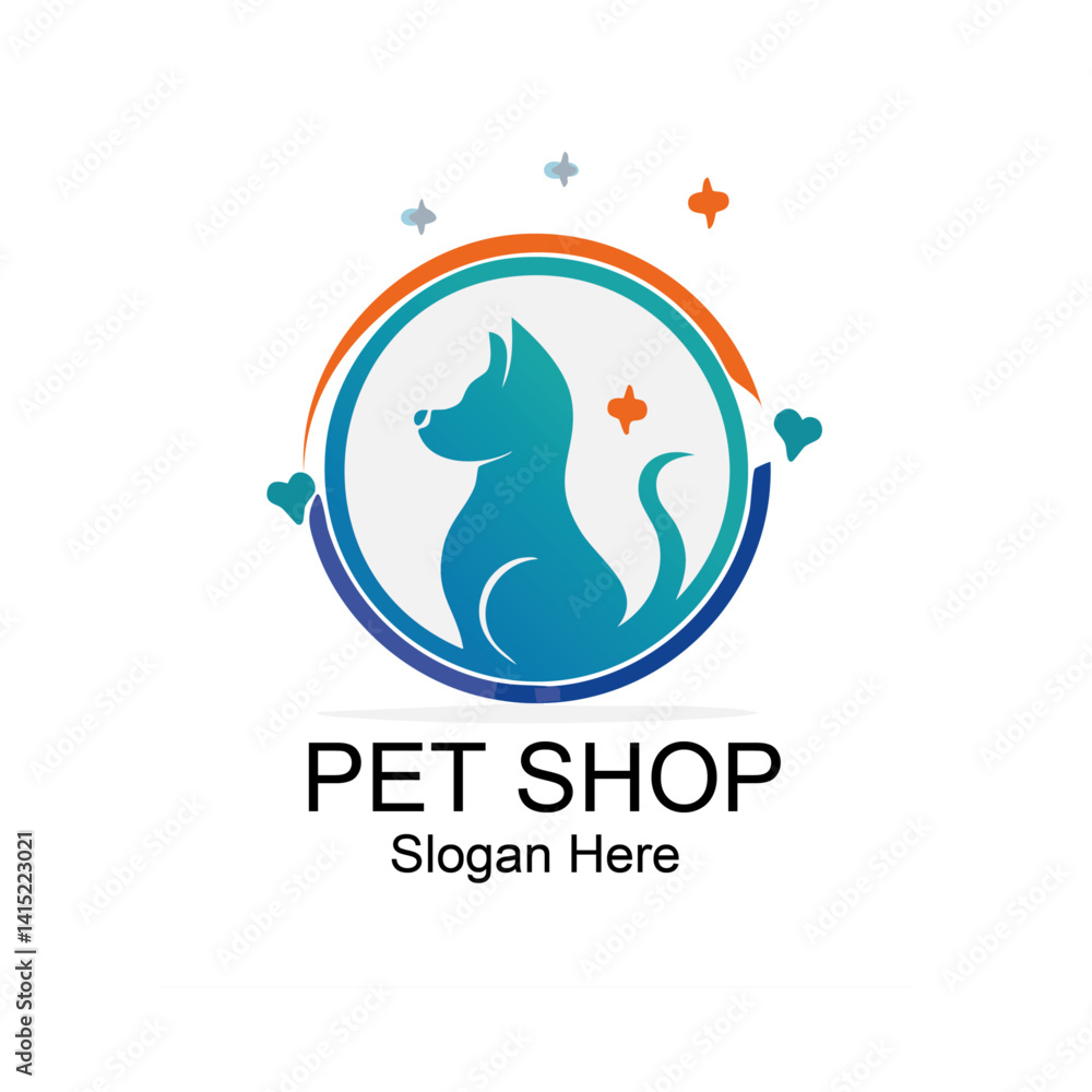 Modern PET SHOP Logo with Slogan Here Text Vector design