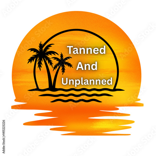 I created tanned and unplanned summer vibes t shirt with transparent background 