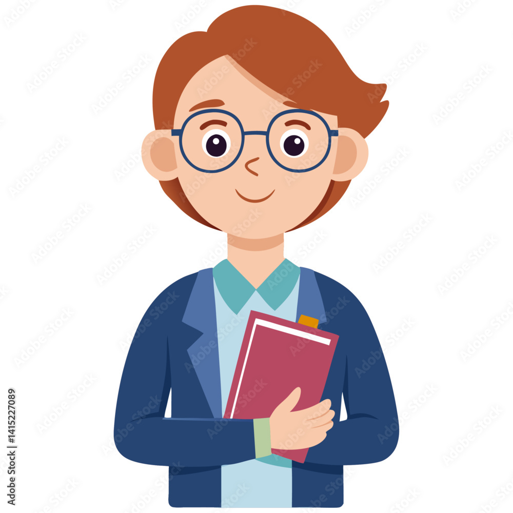 Smiling Cartoon Female Teacher Holding Book – Education and Learning Concept Smiling Cartoon Female Teacher Holding Book – Education and Learning Concept