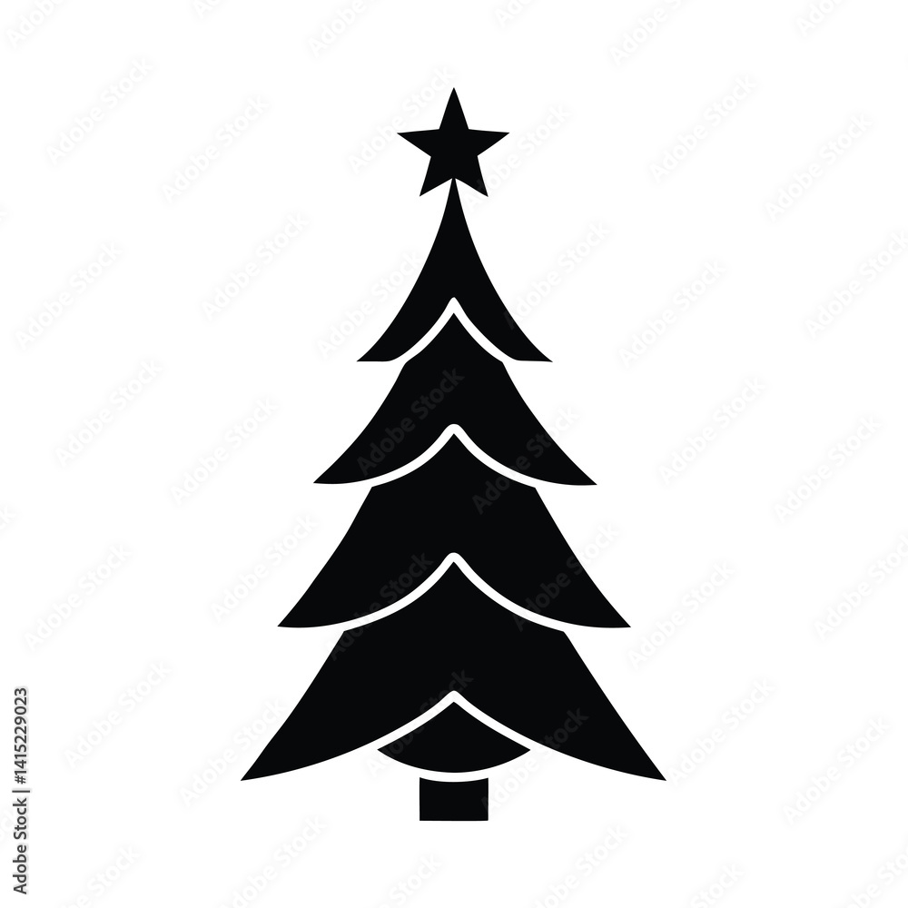 Christmas tree silhouette vector illustration, Set of Christmas tree silhouette Christmas tree silhouette vector illustration, Set of Christmas tree silhouette