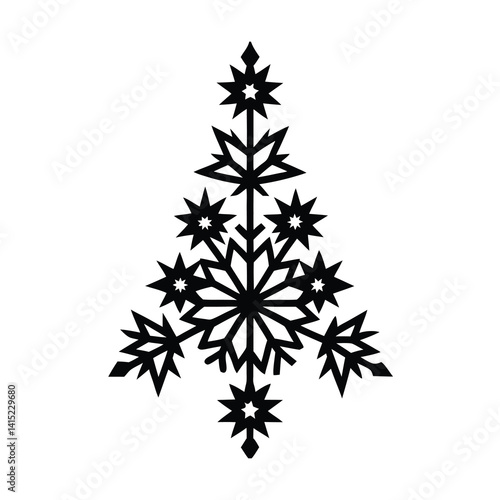 Christmas tree silhouette vector illustration, Set of  Christmas tree silhouette