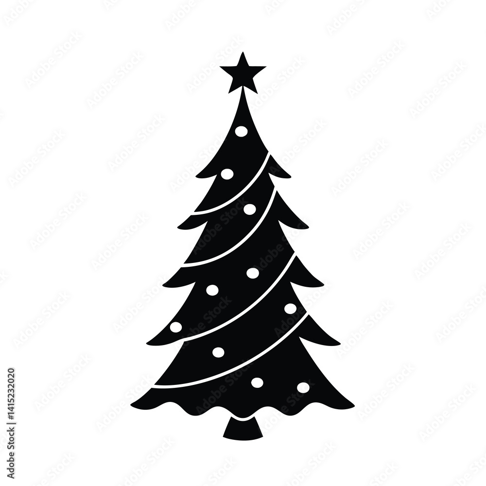 Christmas tree silhouette vector illustration, Set of Christmas tree silhouette Christmas tree silhouette vector illustration, Set of Christmas tree silhouette
