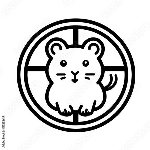 Cute hamster illustration in a circle for pet care and animal lovers
