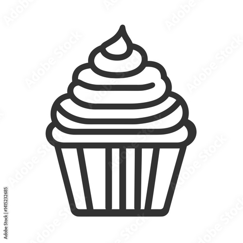 Delicious cupcake illustration in modern line art style for bakery