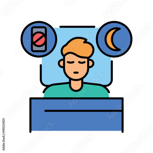 Sleep optimization color line icon for digital and print projects.