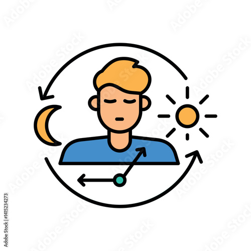 Circadian rhythm color flat icon for digital and print projects.