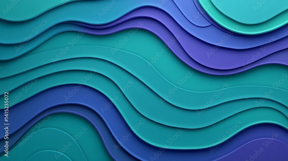 Fototapeta premium Abstract teal blue purple wave pattern background texture