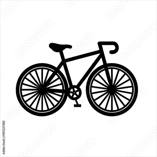 Vintage black bicycle vector illustration, isolated cycle with red wheel for sport transport.