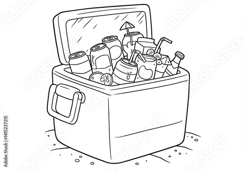 Open Cooler Filled with Cold Drinks for a Summer Picnic