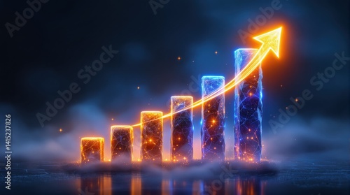Growing Business Concept with Rising Bar Graph
