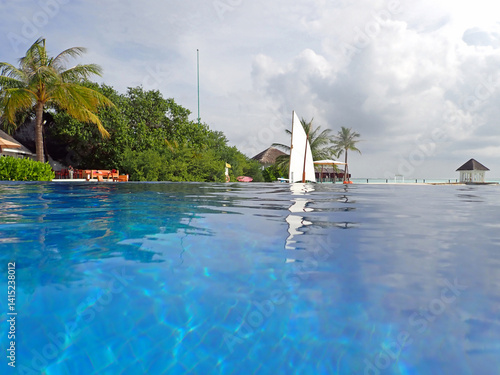 scenic swimming pool on the maldives