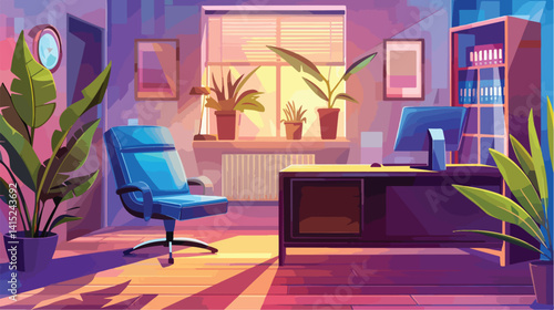 Modern Office Design Vector Illustration for Professional Workspace Environment